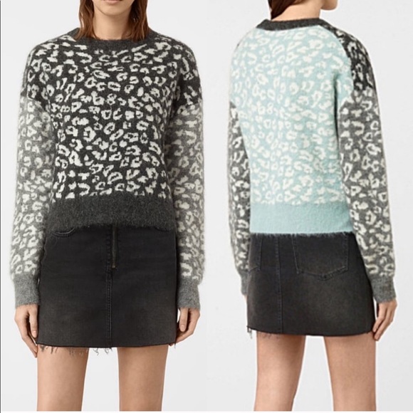 All Saints Leopard Print Leya Sweater M 